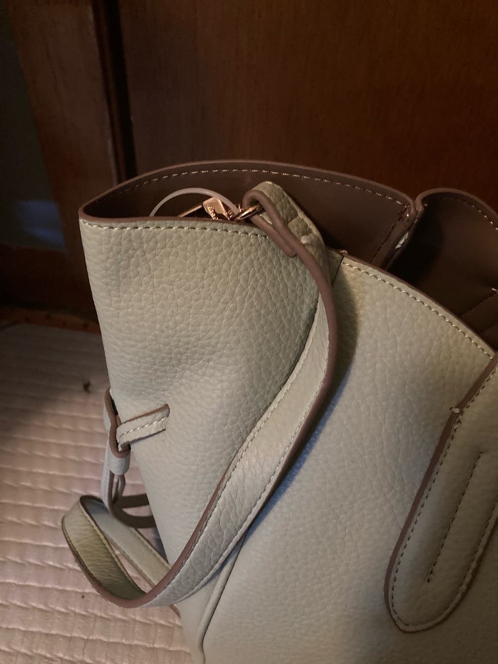 Anne Klein Mint Green Tote with Removable Brown Pouch - Picture 13 of 15